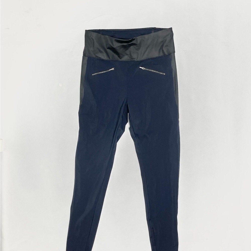 NWOT Aday Throw It Higher Technical Silk Leggings Sz L Blue Wet-Look Waistband - Picture 4 of 5